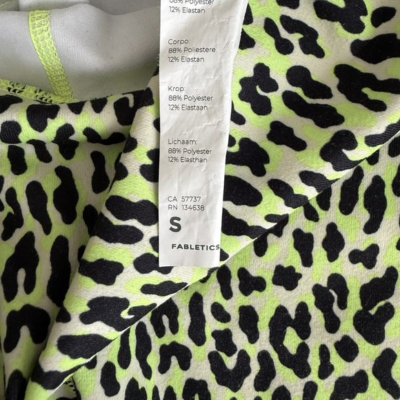 Fabletics Leopard Print Workout Set Size S Neon Green Sports Bra‎ & Leggings - Picture 4 of 7